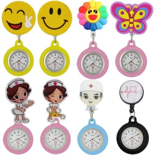 10pcs/lot Mixed Models Nurse Doctor Medical Hospital cartoon smile animal lovely Stretchable Silicone Pocket Hang Clips Watches