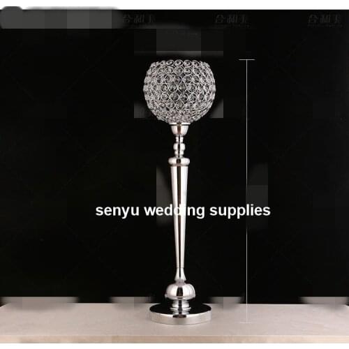 20days sent order)Elegant new style tall wedding tulips silver crystal candelabra for wedding decoration centerpieces senyu0120