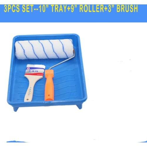 3PCS Paint Rollers Tray 10 Inch Painting Brushes Set Craft Paint Foam Rollers Water Wool Household Use Wall Decorative DIY Tools