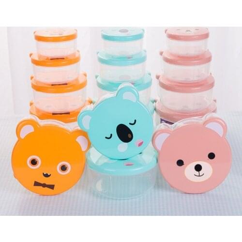 4Pcs Baby Food Dinnerware Wheat Straw Eco-friendly Lunch Lid Box Children Feeding Food Training Container Storage Set
