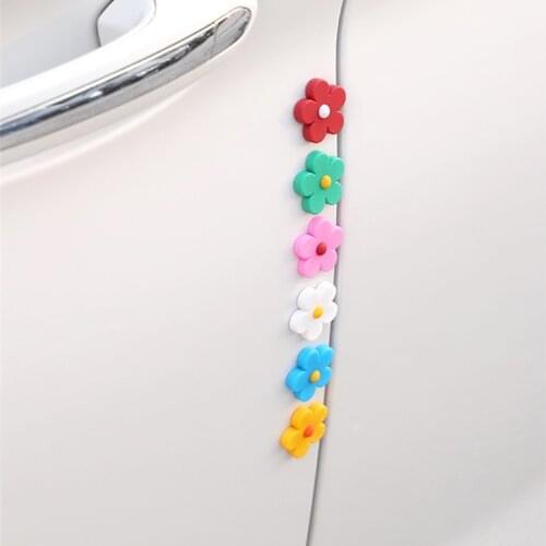 6pcs Cute Flower Car Door Edge Guard Strip Rose Scratch Protector Anti-collision Corner Bumper Protective Sticker Decoration