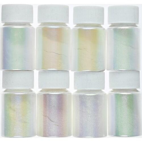 8 Jars Chameleon Nail Art Mineral Mica Powder Epoxy Resin Dye Pearl Pigment Nail Art /Soap Craft 8 Colors Fine Glitter BZY888888