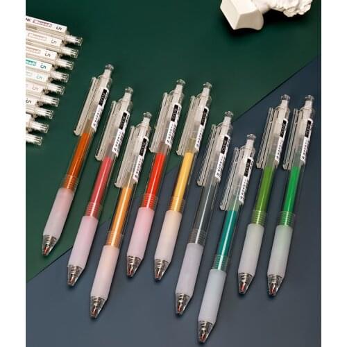 9PCS/Set Retro Morandi Series Press Black 0.5mm Gel Pen Small Fresh Bullet Nib Neutral Pen School Supplies Student Stationary