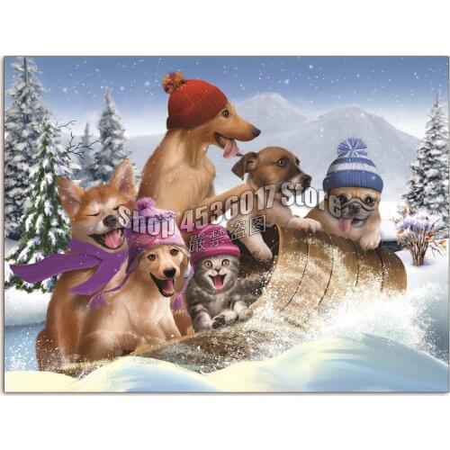Diamond Mosaic Dogs cats Winter Full Diy Diamond Painting animal landscape Diamond Embroidery Home Decoration Cross Stitch Kit