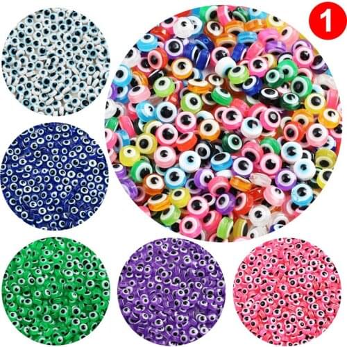 6/8/10mm Oval Shape Spacer Beads Evil Eye Beads Stripe Resin Spacer Beads for Jewelry Making DIY Bracelet Necklace Charms 50pcs