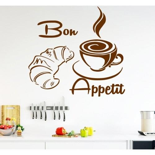 Bon Appetite Coffee Kitchen Mural Vinyl Decals Wall Stickers For Home Decoration Wall Art Decal Wallpaper Wall-sticker