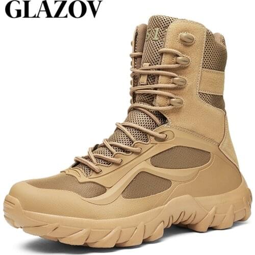 High Quality Winter Men Boots Tactical Military Special Force Waterproof Leather Desert Work Shoes Mens Combat Army Ankle Boot