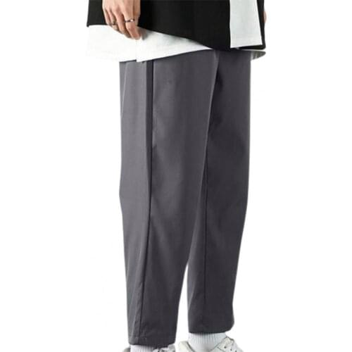 Men Pants Solid Color Straight Pants Soft Elastic Waist Drawstring Oversize Casual Pants Sweatpants Man Trousers Autumn