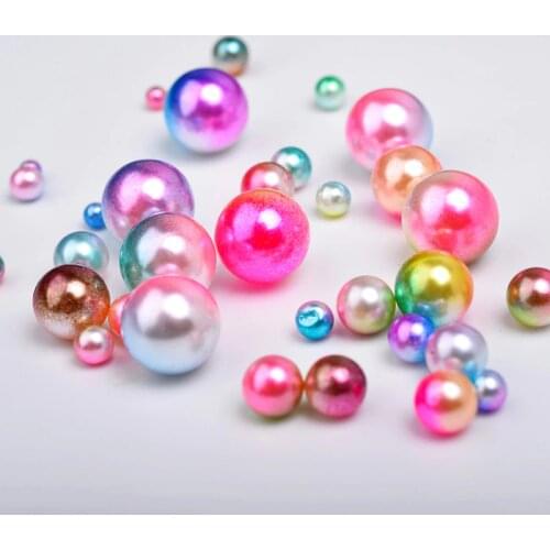 3/4/5/6/8/10mm Rainbow color No Hole Acrylic ABS Imitation pearl beads charm loose beads Nail Art Decorations DIY Jewelry making