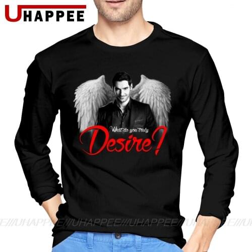 Vintage Lucifer Morningstar T-shirts Men Promotion Mens O Neck Custom Cotton Long Sleeve Plus Size Primer T-shirt