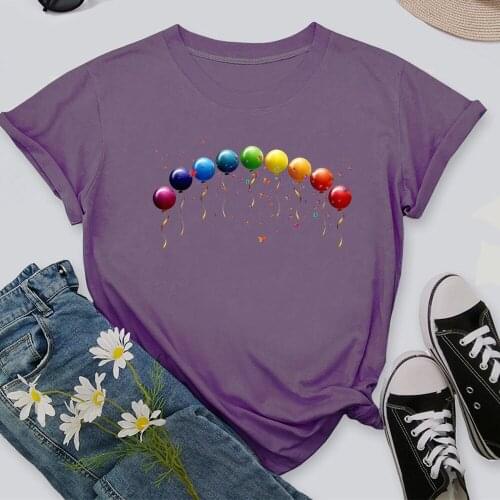 Balloon T Shirt Summer Fashion Shirt Women Tops Base O-neckBlack Tees Girls Tshirt TX8941