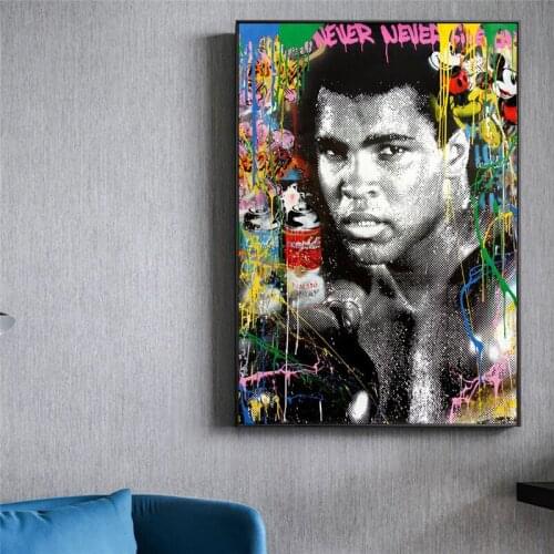 Famous Boxer Muhammad Graffiti Art Paintings On the Wall Art Posters And Prints Ali Street Art Canvas Pictures For Living Room