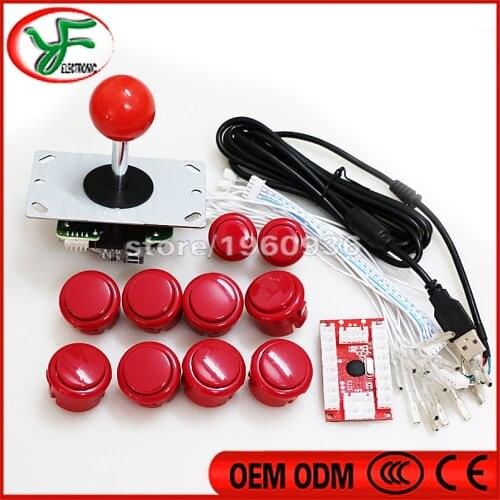 DIY Arcade game kit PC of Zero delay Anti-interference, shielding Mame USB Encoder +Sanwa Joystick +Push Buttons+Wire harness