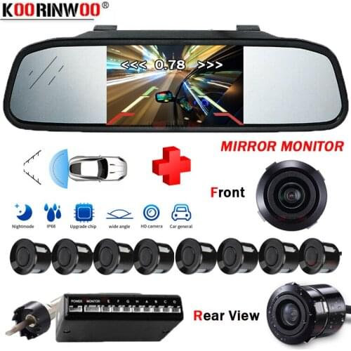 Koorinwoo Ultrasonic car parking system Kit 22mm Black blind spot sensor LCD Colorful Monitor Display Round Front form camera