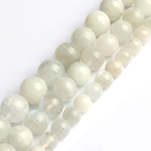 Natural Stone white moonstone Round Loose Spacer Beads For Jewelry Making Diy Earring Bracelet Necklace 4/6/8/10mm Strand 15