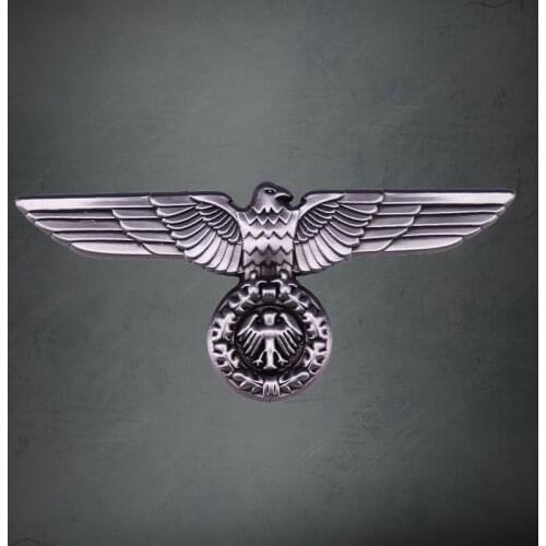 WWI WWII German Waffen SS Visor Cap Eagle Metal Badge Brooch