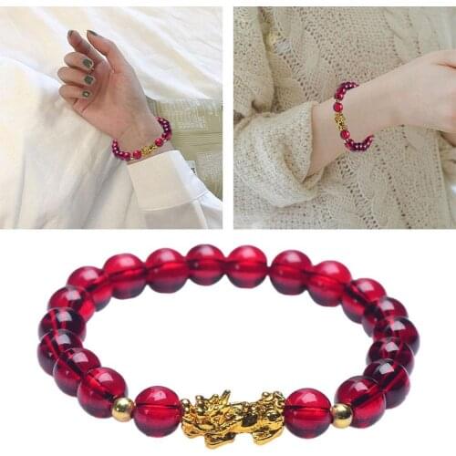 Fashion Chinese Pixiu Bracelet For Women Men Lucky Gold Bracelet Beaded Natural Charm Bracelets Stone PIXIU Garnet Stone Re H9Z4