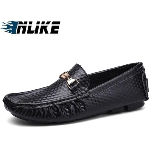 Inlike Big size Fashion French Men Casual Doug Shoes Luxury Genuine Leather Male Dress Loafers Flat Leisure Boat JW381