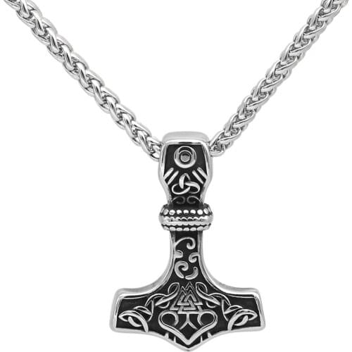 Men Mjolnir Necklace Nordic Stainless Steel Viking Jewelry For Men