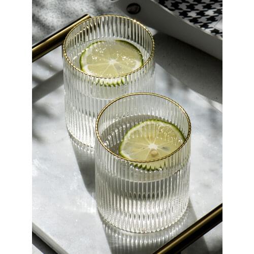 Nordic Bathroom Accessories Set Gold Inlay Glass Mouthwash Cup Vertical Stripe Toothbrush Holder toothbrush cup bathroom cup