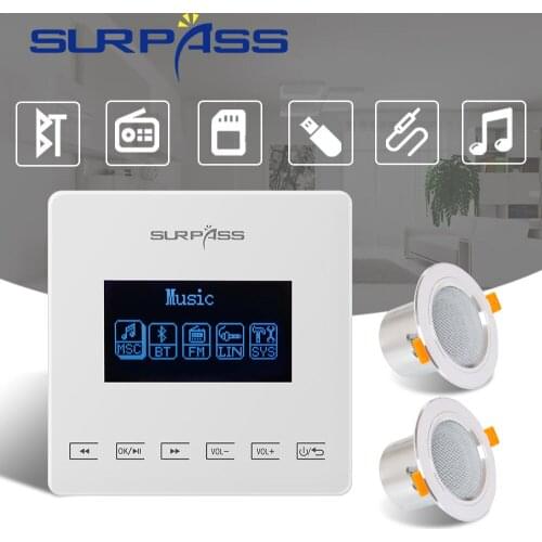 In Wall Amplifier Bluetooth Fm Hifi Stereo Sound Audio PA Ceiling Speaker Shower Background Music Music Set Home Theater System