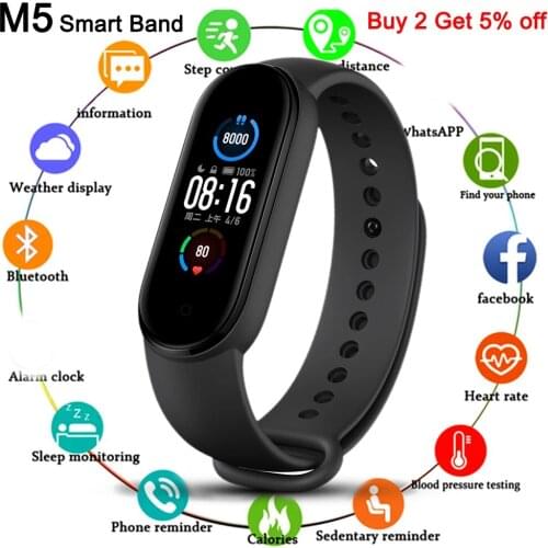 696 New M5 Smart Watch Bluetooth Bracelet Sport Fitness Tracker Pedometer Heart Rate Monitor SmartBand Wristband For Android IOS