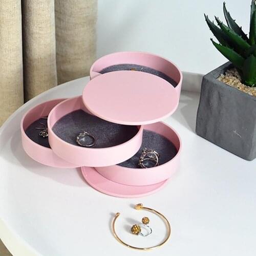 New 4-layer Jewelry Storage Box 360 Degrees Rotary Holder Jewelry Organizer Earrings Bracelet Small Items Desktop Holder