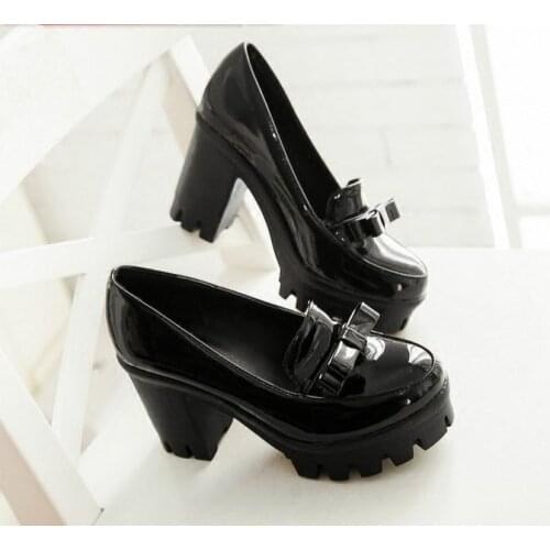 Lolita Lady Maid Uniform Performance Round Head Thick High Heel Shoe Cosplay Shoes Anime Shoes