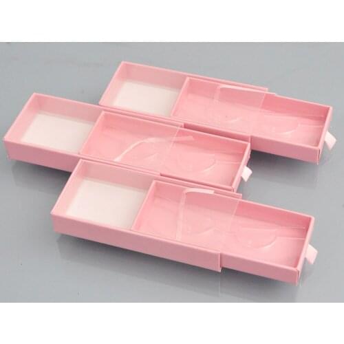 Wholesale Eyelash Packaging Box Lash Boxes Package Custom Rectangle Drawer Light Pink Mink Lashes Makeup Storage Case Vendors