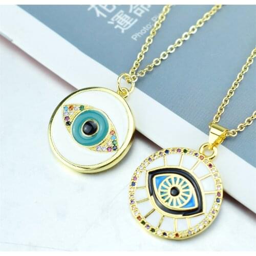 New Fashion Copper CZ Necklace 28 Styles Choice Classic Round Shape Eye Pendent Jewelry for Women Long Snake Chain Best Gift