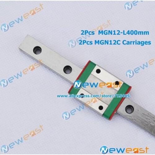 Promotion for New Miniature Linear Guide 2pcs MGN12 L= 400mm guideway + 2pcs MGN12C blocks carriage for X Y Z Axis