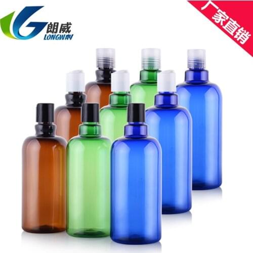 500ml Blue Green Brown Long Neck Press cover toner Empty Plastic Bottle 10PCS/LOT
