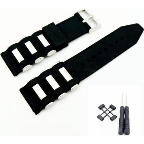 For Suunto Core Watch Strap Band Rubber Silicone & Stainless Steel Watchband With Clasp Buckle And Black / Silver Adapters 24MM