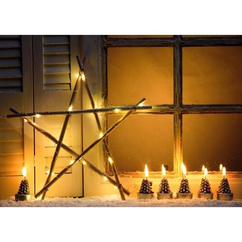 Christmas Star Windows Candle Photo Backdrops Xmas Vinyl Photography Backgrounds for Studio Children Baby Photocall Photobooth