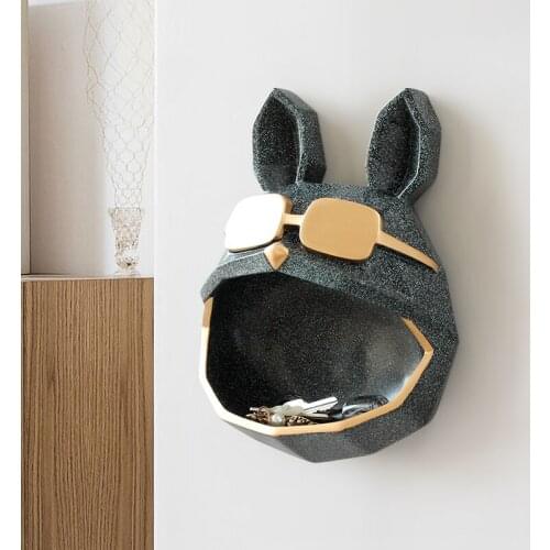 Resin Art Hand Made Cool Dog Storage Box for Key pearls jewels ornament on Wall décor Anime Statues office home Decoration