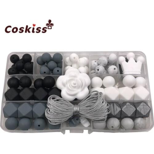 Silicone Teether Baby DIY Craft Set Pacifier Clips Crib Toy Safe And Natural Silicone Bead Teether Necklace Pendant