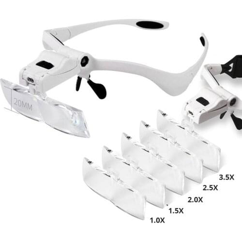 Head Lighted Magnifying Glass Newspaper Reading Engraving Repair Beauty Salon with Light Portable Magnifier Magnifying Glasses