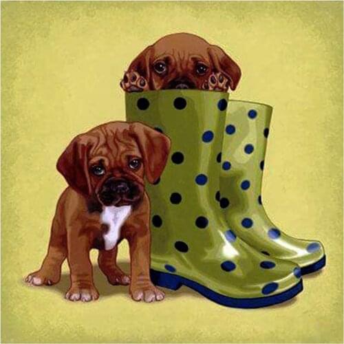 Animal Dog Terrier DIY Cross Stitch Embroidery 11CT Kits Needlework Craft Set Cotton Thread Printed Canvas Dropshipping