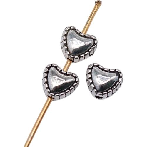 WYSIWYG 40pcs 5x4mm Heart Beads Fits DIY Handmade Bracelets Accessories Heart Charms Beads Heart European Spacer Beads