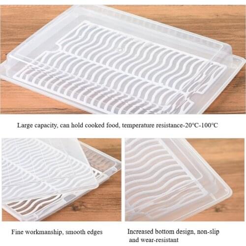 Fish Vegetable Storage Box Kitchen Refrigerator Rectangular Food Storage Box With Drain Board Refrigerator Seafood Organizer