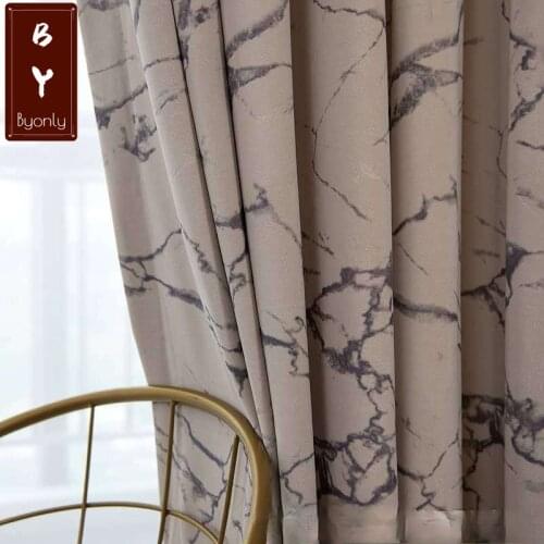 Free Shipping Nordic Curtains for Living Dining Room Bedroom Marble Pattern Velvet Shading Curtain High-end Villa Customized
