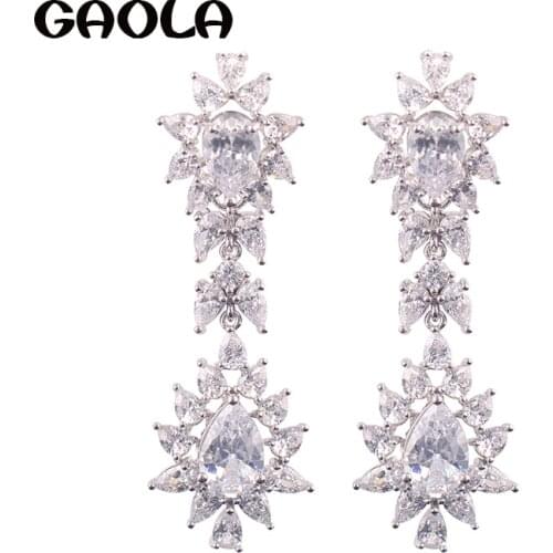 GAOLA Fashion Design Plant Shape Dangle Earrings For Women Romantic Cubic Zirconia Earring GLE6311
