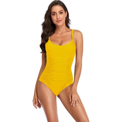 Womens 1 Piece Scoop Neck Bikinis Swimsuit Tummy Control Bathing Suits Sexy Deep Open Back Adjustable Strap Bikini Set Swimwear