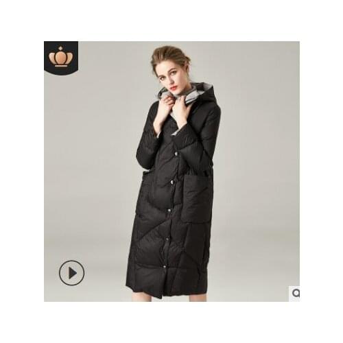 Thin down jacket for women 2020 new medium length hot style white duck down hooded fashion new loose cocoon coat