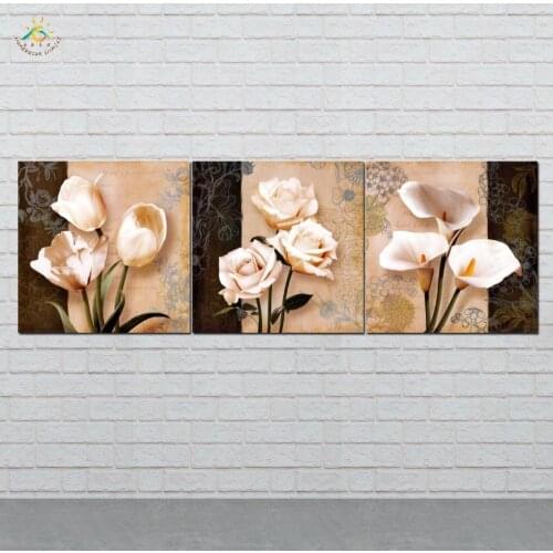 Golden Orchid Flowers Modern Canvas Art Prints Poster Wall Painting Home Decoration Artwork Wall Art Pictures 3 PIECES