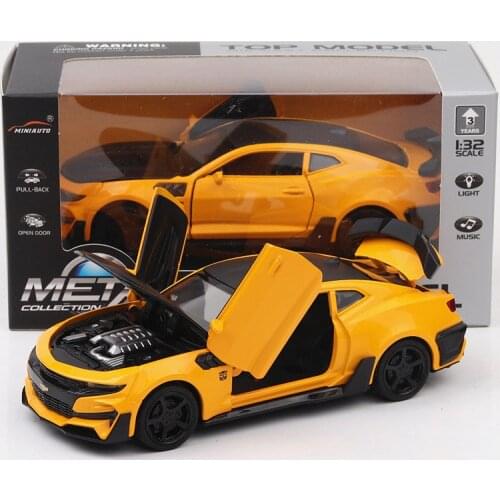 1:32 Diecast Hornets Chevrolet-GT Sport Car Black High Simulator Alloy Metal Model Car Light Music Door Open
