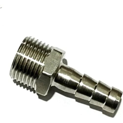1/4" 3/8" 1/2" BSP Male Thread 201 Stainless Steel Pipe Fitting Barbed Nipple Connector Adapter 8mm 10mm Hose Barb