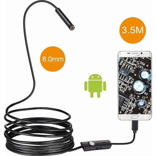 1M/2M/5M 3.5M Flexible 8.0mm Endoscope Camera USB Android Endoscope Waterproof 6 LED Borescope Inspection Camera For Android PC