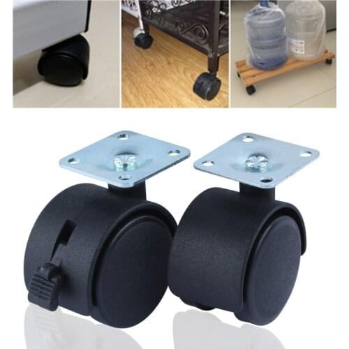 1pcs 1.5" Universal Wheel 30mm Nylon Mute swivel Plate Caster Roller Pulley with brake for Crib chair bedside table flower pot