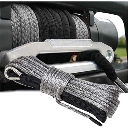 10mm*20m Gray Synthetic Winch Rope String Line 12 strand off-Road UHMWPE Cable Towing Rope for ATV/UTV/SUV/4WD